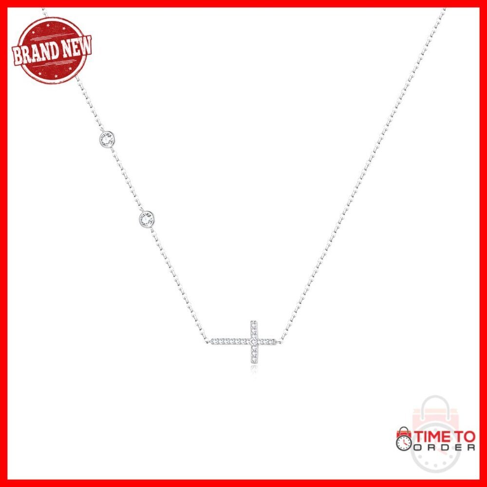 Sterling Silver Cross Necklace Minimalist Faith Jewelry Dainty Pendant
